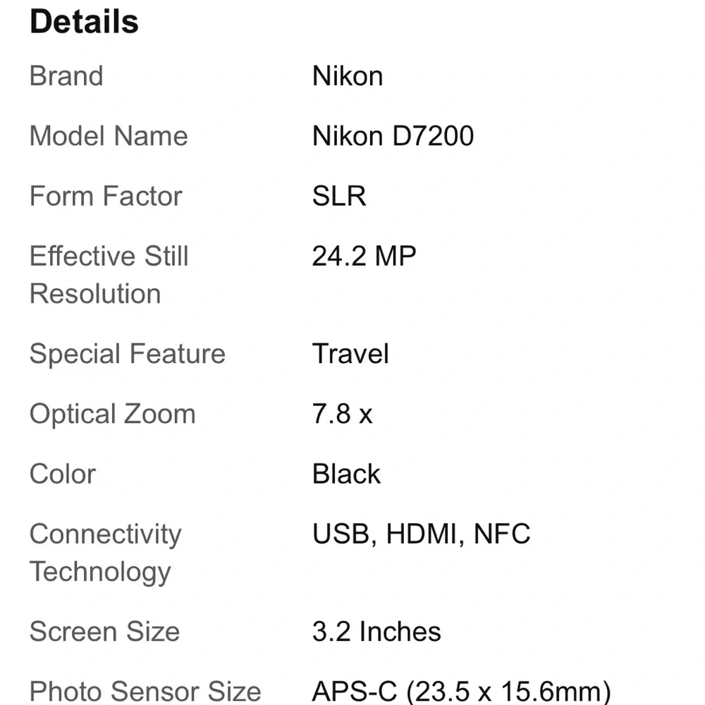 Nikon D7200 Digital Camera & Kit